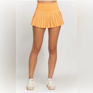 Gold Hinge Orange Pleated Skirt - S